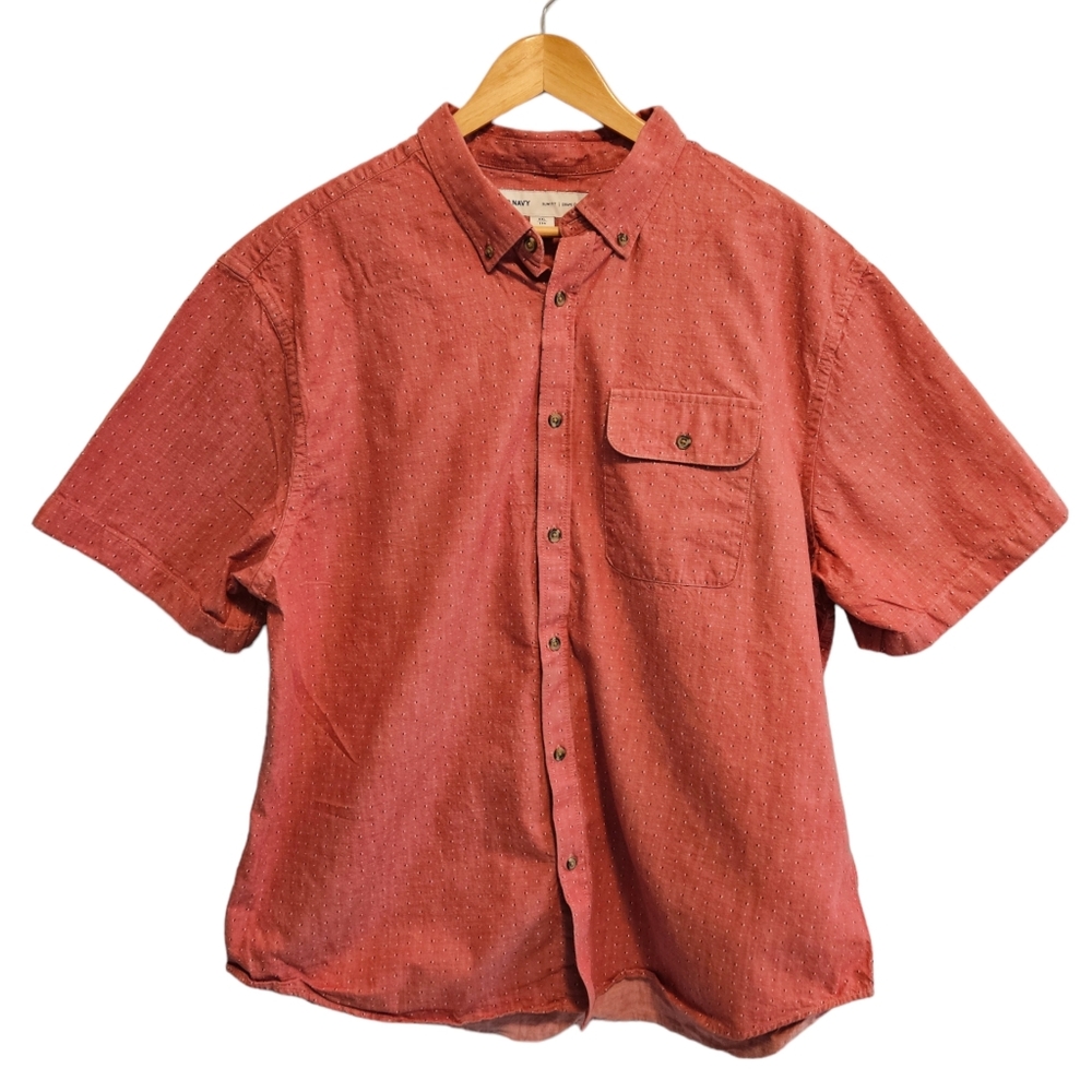 Old Navy Red Short Sleeve Button-Down Shirt (XXL)